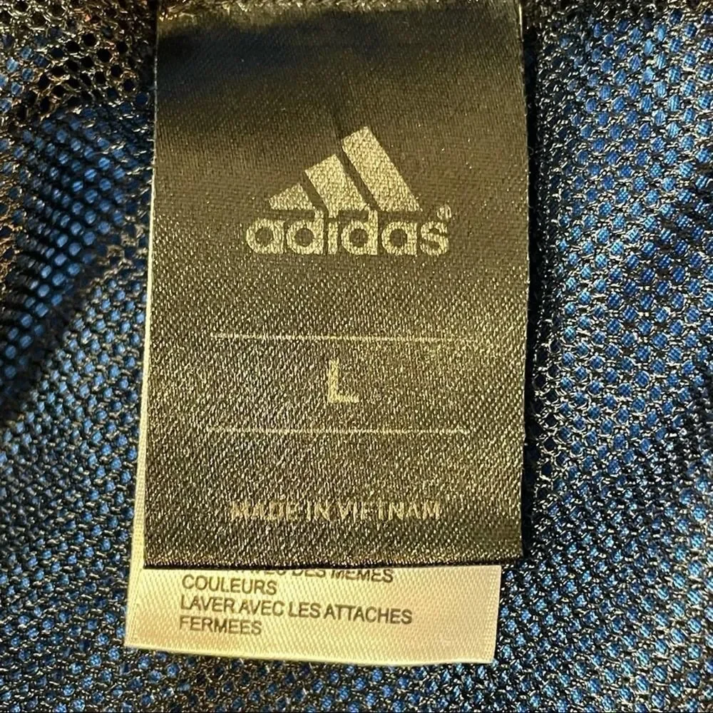 Adidas Solid Royal Blue White Track Stripes Swim Trunks w/ Pockets Drawstring L